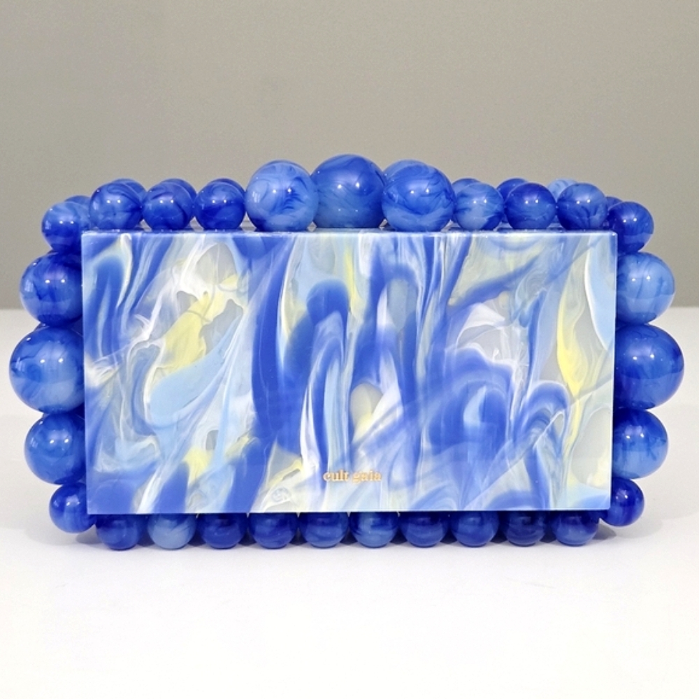 CULT GAIA EOS CLUTCH BAG IN GLACIER BLUE TRANSLUCENT MARBLED ACRYLIC - Picture 3 of 8